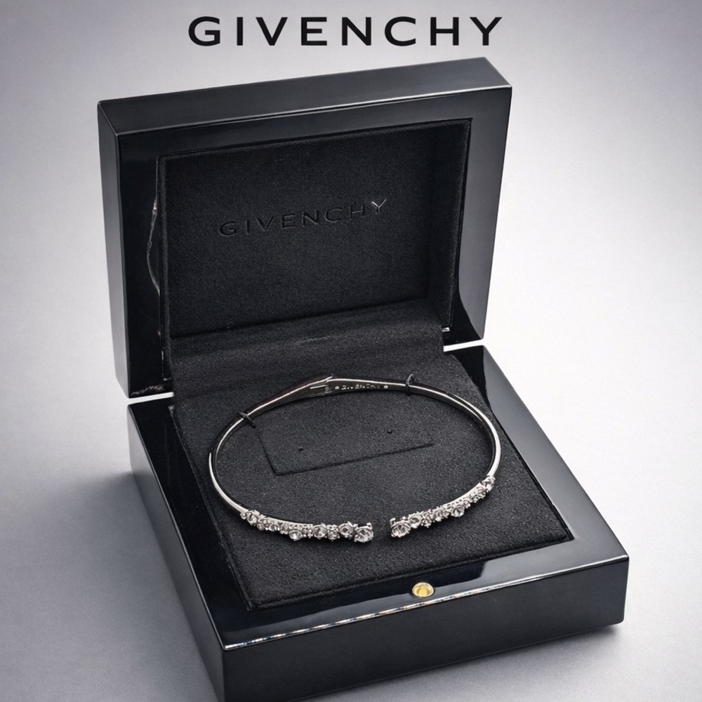 GIVENCHY Silver Crystal Bangle Bracelet | NWOT | In Original Box - Picture 2 of 7